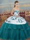 Cute Ball Gowns Ball Gown Prom Dress Teal Sweetheart Tulle Sleeveless Floor Length Lace Up