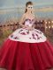 On Sale Sweetheart Sleeveless Tulle Ball Gown Prom Dress Embroidery and Bowknot Lace Up