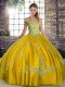 Perfect Sleeveless Lace Up Floor Length Beading and Embroidery Quinceanera Dresses