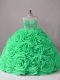 Stunning Sweetheart Sleeveless Sweet 16 Quinceanera Dress Brush Train Beading and Ruffles Fabric With Rolling Flowers