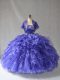 Fantastic Blue Lace Up Strapless Beading and Ruffles Quinceanera Dress Organza Sleeveless