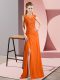 Eye-catching Sleeveless Chiffon Floor Length Zipper in Orange with Beading