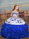Royal Blue Sleeveless Embroidery and Ruffles Floor Length Little Girl Pageant Gowns