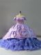 Hot Selling Lavender Sleeveless Chapel Train Embroidery and Ruffles 15 Quinceanera Dress