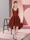 Rust Red Sleeveless Lace High Low Dama Dress for Quinceanera