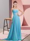 Dazzling Sweetheart Sleeveless Prom Dresses Floor Length Beading Aqua Blue Chiffon