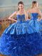 Royal Blue Quince Ball Gowns Sweetheart Sleeveless Brush Train Lace Up  Royal Blue Quince Ball Gowns Sweetheart Sleeveless Brush Train Lace Up