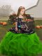 Green Sleeveless Embroidery and Ruffles Floor Length Little Girl Pageant Dress
