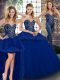 Charming Floor Length Three Pieces Sleeveless Royal Blue Quinceanera Gowns Lace Up