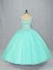 Ideal Tulle Cap Sleeves 15th Birthday Dress Brush Train and Beading
