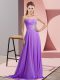 Gorgeous Lavender Chiffon Prom Party Dress Sleeveless Floor Length Beading and Ruching