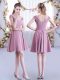 Sexy Pink Vestidos de Damas Wedding Party with Ruching Straps Cap Sleeves Zipper