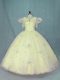 Fantastic Floor Length Zipper Quince Ball Gowns Yellow for Quinceanera with Beading