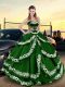 Satin Sleeveless Floor Length Quinceanera Dresses and Appliques and Ruffled Layers