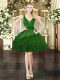 Elegant Dark Green Lace Up Prom Party Dress Beading and Embroidery and Ruffled Layers Sleeveless Mini Length