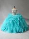 Sumptuous Brush Train Ball Gowns Sweet 16 Quinceanera Dress Aqua Blue Off The Shoulder Organza Sleeveless Lace Up