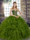 Pretty Organza Sleeveless Floor Length Ball Gown Prom Dress and Beading and Ruffles