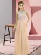 Floor Length Peach Dress for Prom Chiffon Sleeveless Beading