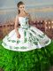 Unique Ball Gowns 15th Birthday Dress Green Sweetheart Organza Sleeveless Floor Length Lace Up