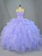 Decent Sweetheart Sleeveless Organza Quinceanera Gowns Beading and Ruffles Lace Up