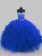 Royal Blue Sleeveless Tulle Lace Up Ball Gown Prom Dress for Sweet 16 and Quinceanera