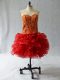 Attractive Sleeveless Organza Mini Length Lace Up Homecoming Dress in Wine Red with Beading and Ruffles