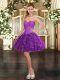 On Sale Mini Length Ball Gowns Sleeveless Purple Evening Dress Lace Up