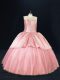 Floor Length Ball Gowns Sleeveless Pink Quinceanera Dresses Lace Up