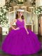 Purple Sleeveless Tulle Zipper Little Girl Pageant Gowns for Party and Wedding Party