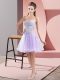 Glorious Sleeveless Tulle Mini Length Zipper Prom Dresses in Lavender with Beading