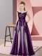 Fashion Dark Purple Scoop Zipper Beading and Lace Dama Dress for Quinceanera Sleeveless