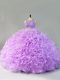 Lavender Fabric With Rolling Flowers Zipper Sweet 16 Quinceanera Dress Sleeveless Floor Length Beading and Ruffles