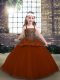 Sleeveless Floor Length Beading and Lace Lace Up Winning Pageant Gowns with Rust Red