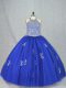 Eye-catching Halter Top Sleeveless Tulle Vestidos de Quinceanera Beading Lace Up