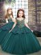 Perfect Straps Sleeveless Tulle Pageant Dress Beading and Appliques Side Zipper