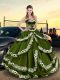 Sophisticated Taffeta Sleeveless Floor Length Ball Gown Prom Dress and Embroidery and Ruffled Layers