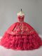 Adorable Sweetheart Sleeveless Organza Sweet 16 Dress Embroidery and Ruffles Lace Up