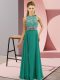 Glamorous Empire Prom Dresses Turquoise Scoop Chiffon Sleeveless Floor Length Side Zipper