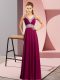 Excellent Floor Length Fuchsia Prom Dresses V-neck Sleeveless Lace Up