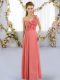 Flare Chiffon Sleeveless Floor Length Court Dresses for Sweet 16 and Hand Made Flower