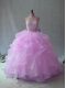 Sleeveless Backless Floor Length Beading and Ruffles Quinceanera Dress