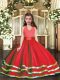 Lovely Halter Top Sleeveless Tulle Pageant Dress Wholesale Ruffled Layers Lace Up