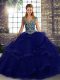 Stunning Sleeveless Beading and Ruffles Lace Up 15th Birthday Dress