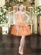 Modest Orange Red Sleeveless Satin and Organza Lace Up Prom Dresses for Prom and Party