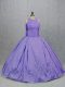 Sleeveless Floor Length Embroidery Zipper Vestidos de Quinceanera with Lavender
