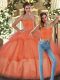 Fabulous Organza Sweetheart Sleeveless Lace Up Ruffled Layers Quince Ball Gowns in Orange