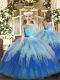 New Arrival Floor Length Backless High School Pageant Dress Multi-color for Party and Wedding Party with Lace and Ruffles