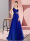 High Quality Royal Blue One Shoulder Neckline Beading Prom Party Dress Sleeveless Criss Cross