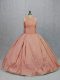 Peach Zipper Sweet 16 Quinceanera Dress Embroidery Sleeveless Floor Length