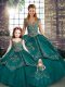 Gorgeous Teal Sleeveless Beading and Embroidery Floor Length Quinceanera Gown